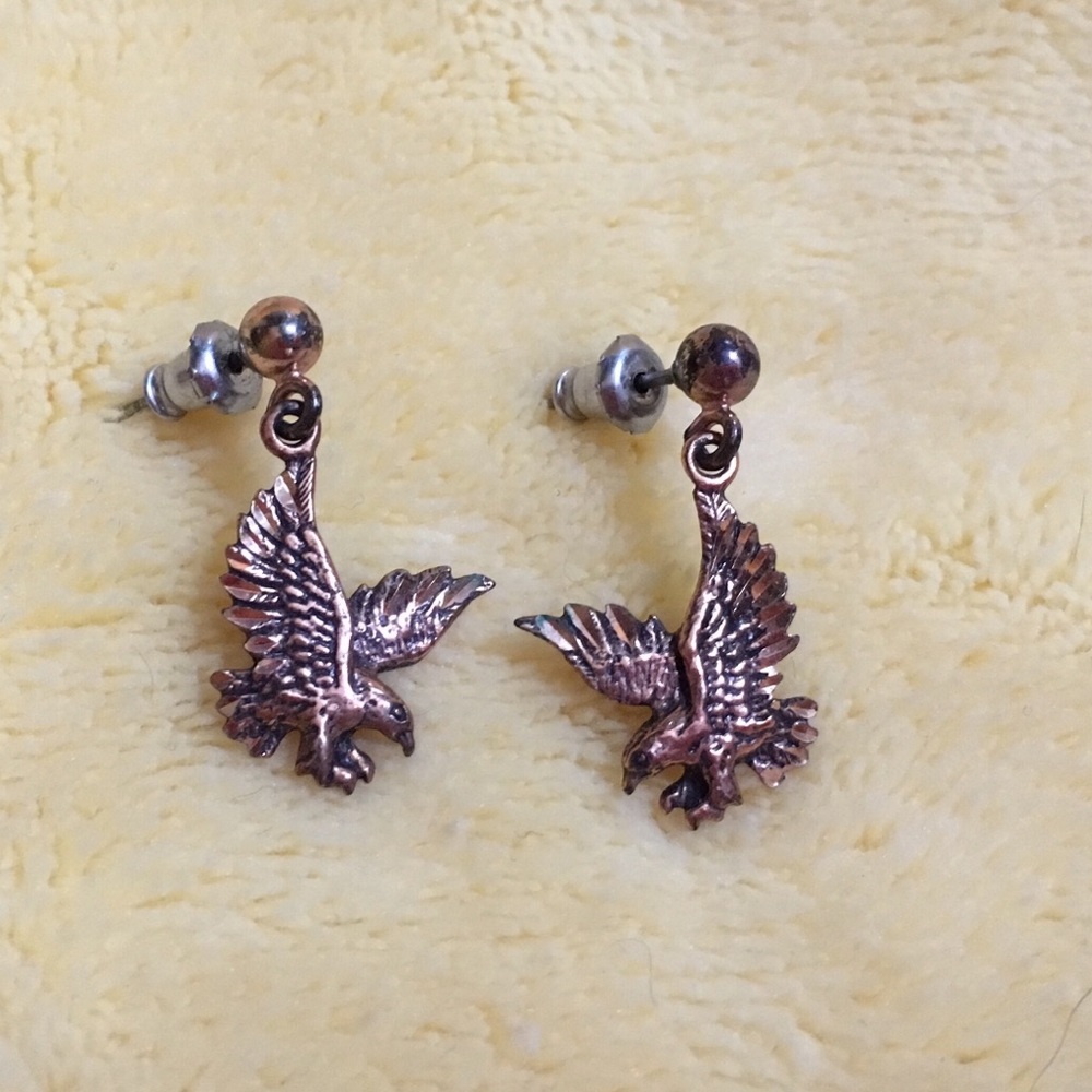 Copper eagle earrings